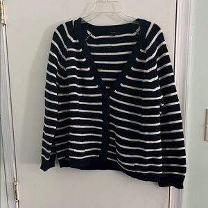 J. Crew Striped Navy and White Cardigan